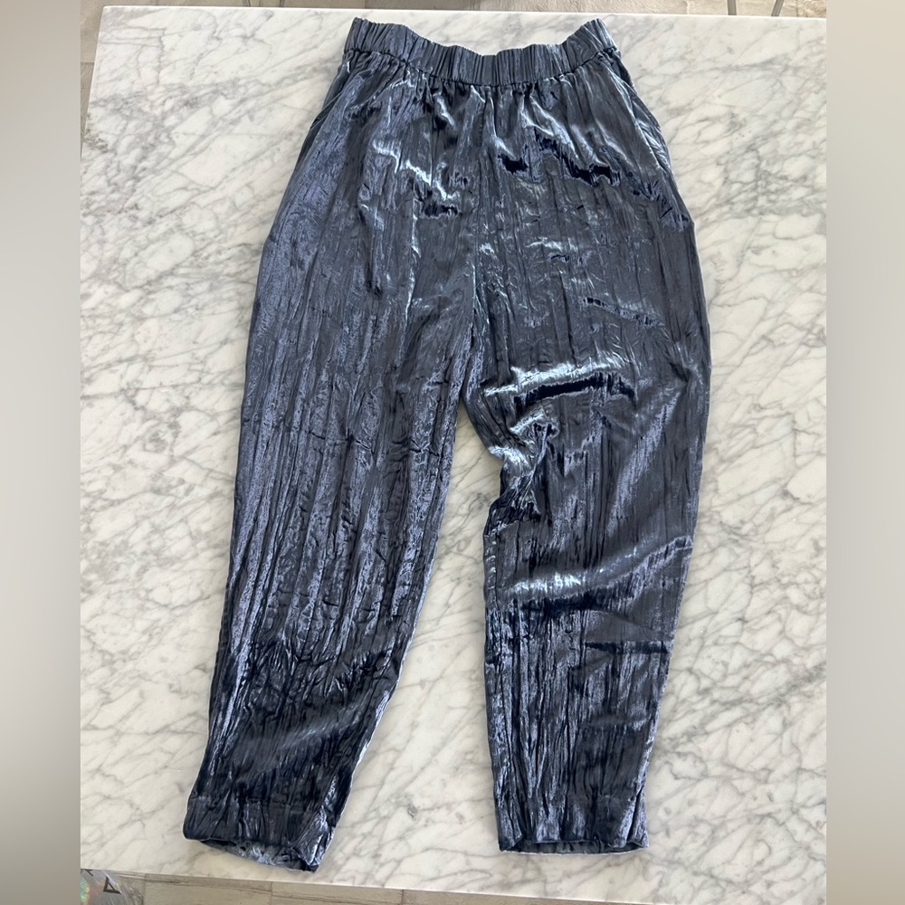 ANTHROPOLOGIE by ETT:TWA Velvet Cropped Pants in Navy/Marin - Size XS